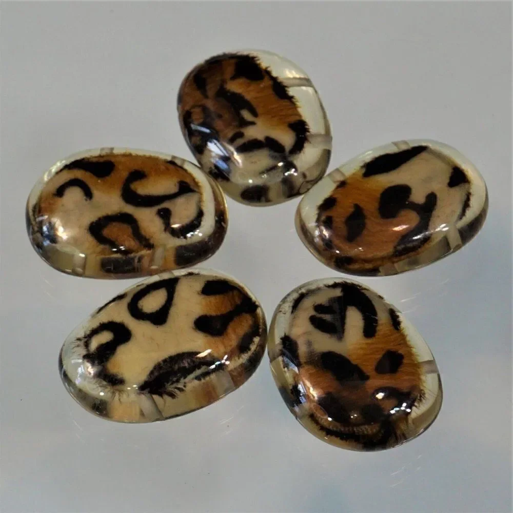 Craft Leopard Print 5 Acrylic Flatback Beads X Large 2.25 Inch